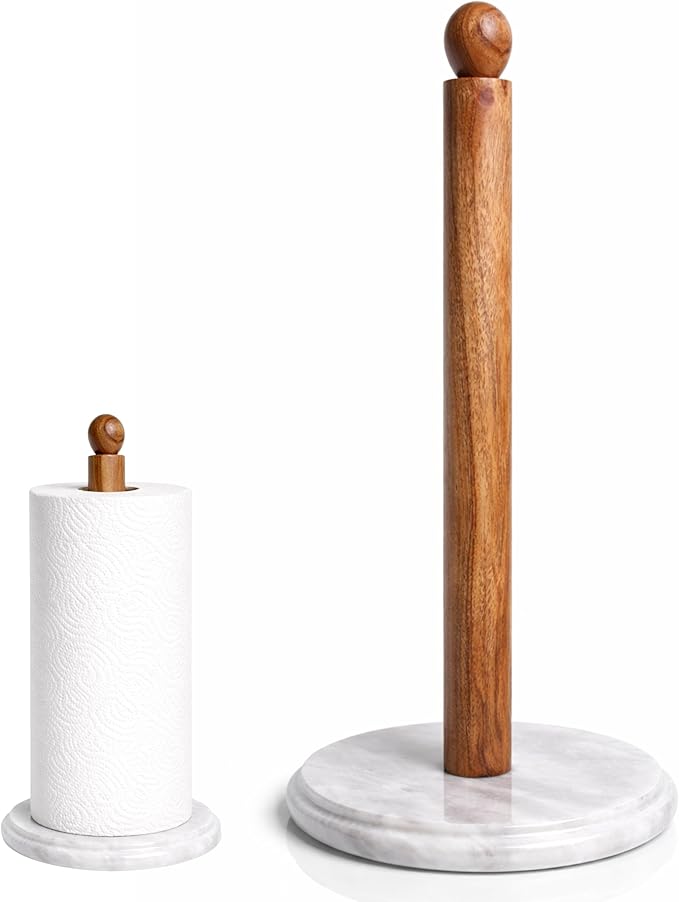 Paper Towel Holder, Marble Base Paper Towel Holder countertop, Kitchen Towel Holder, Bathroom Paper Towel Holder (White)