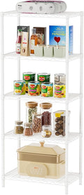 SINGAYE 5 Metal Shelves Wire Shelving Storage Shelf Adjustable Unit Pantry | 5 Tier Kitchen Laundry Room Organization Home Pantry Closet Bathroom Organizers Garage Rack 14" D x 24" W x 59.5" H White