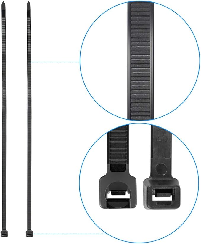 Superun Black Zip Ties 4 Inch 18 Lbs UV resistant Cable Ties 100 Pack | Self-locking,Width 0.1",Max Bundle Diameter 0.86",Industrial Grade,fireproof,Heavy duty,For indoor and outdoor