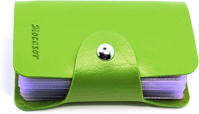 Soft Leather Credit Card Holder for Men & Women Bank Card Case with 24 Durable Plastic Insert Slots Slim Pocket Wallet ID Card Organiser Business Card Case Purse (Green)
