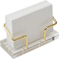 Desktop Business Card Holder, Clear Transparent Base with Gold Plated Metal Stand, Non-slip Business Cards Display Organizer for Office Reception Desk Workspace Clear