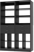 44" Storage Unit with Drawers and Shelves, Black