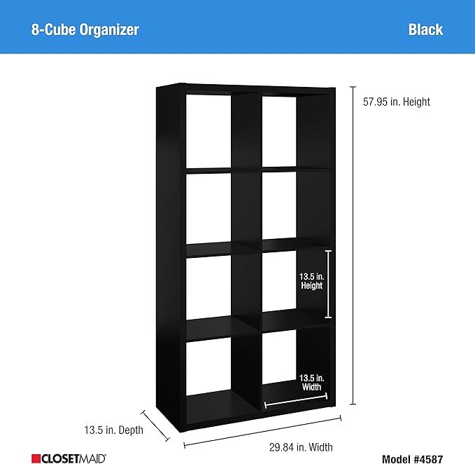 ClosetMaid Decorative Open Back 8-Cube Storage Organizer, Black