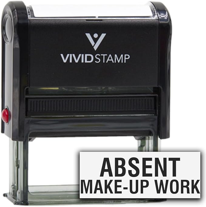 Absent Make-up Work Teacher Self Inking Rubber Stamp (Black Ink) - X-Large
