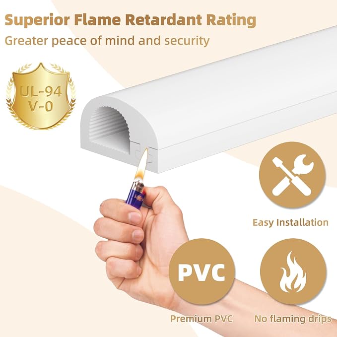 39" Side Open One Cord Hider (<1/4") for Wall Mounted Tv,Silicone Flexible Cable Cover to Hide Conceal Cords Along Wall,Wire Raceway Management Cable Concealer Channel,Electric Cord Organizer,White