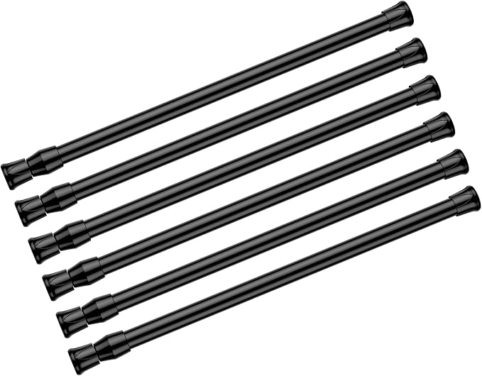 AIZESI Spring Tension Curtain Rods Short Tension Rod (Black,12" to 19"-6Pcs)