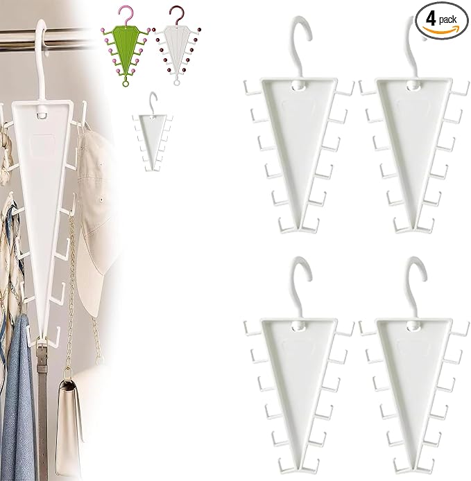 V-Shaped Double-Sided Closet Organizer Hanger, Multi-Functional V-Shaped Double Sided Hanger Storage Rack, Vertical Closet Storage Rack for Shirts, Light Jackets, Hats, Scarves (4, White)