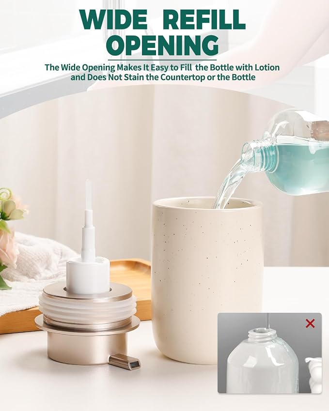 BosilunLife Foam Soap Dispenser, Hand Pump Dispenser for Kitchen Sink | Ceramic Foaming Hand Dispenser for Bathroom Modern Farmhouse Small Soap Dispenser Lotion (Apricot, Foam Pump)