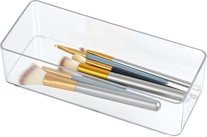 ZEXALOR Clear Drawer Organizer, 6 Sections Eyeglass Sunglasses Organizer Holder, Drawer Dividers Office Desk Tray Bathroom Makeup Jewelry Trays (9.2×3.5×2.3“(no divide))