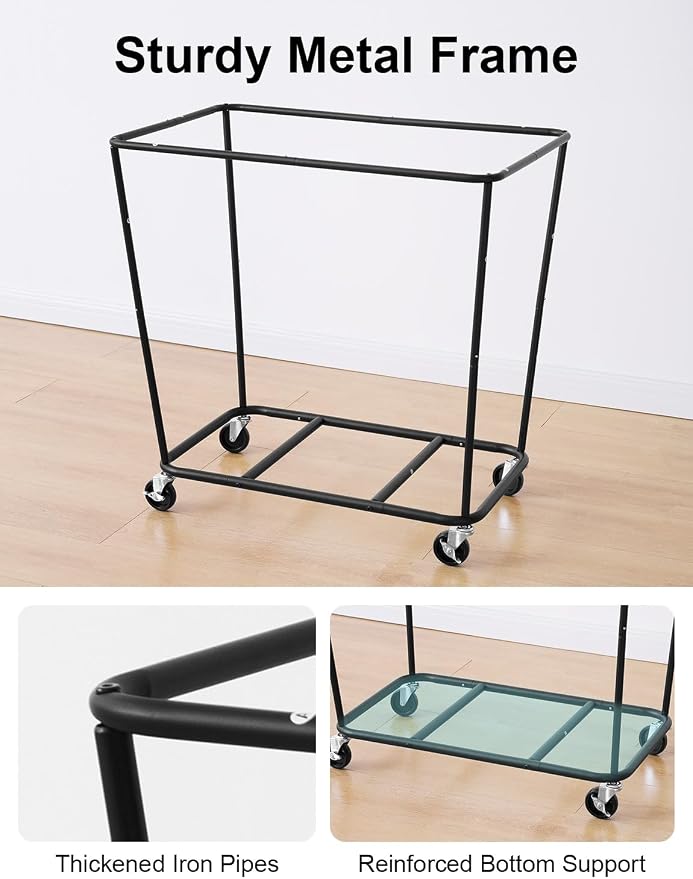 StorageWorks Laundry Basket with Wheels for Clothes, 320L Green Hamper Cart