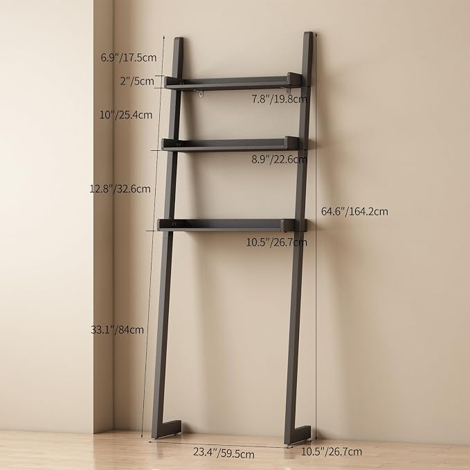 Solid Bamboo Over Toilet Shelf,3 Tier Bathroom Shelf with Anti-Slip Base | Solid bamboo over the toilet storage – naturally moisture-resistant for bathrooms, built for long-lasting durability