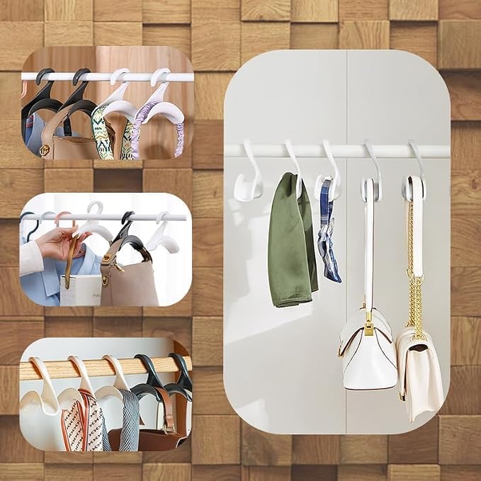 12 Pcs Purse Hanger Hook Acrylic Gray Bag Tie Handbag Belt Hanger Closet Organizer Storage Handbags Tote Holder for Storing Handbags Satchels