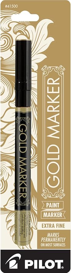 Pilot Gold Metallic Permanent Paint Marker, Extra Fine Point, Dozen Box (41701) Size: Dozen Box (Extra Fine) Color: Gold, Model: 41701, Office/School Supply Store