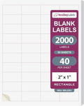 NextDayLabels 2x1 Inch Rectangle Stickers White Blank Labels for Laser Inkjet Printer - 40 Per Sheet Self-Adhesive Address Mailing Name Tags Made in USA - 2000 Labels