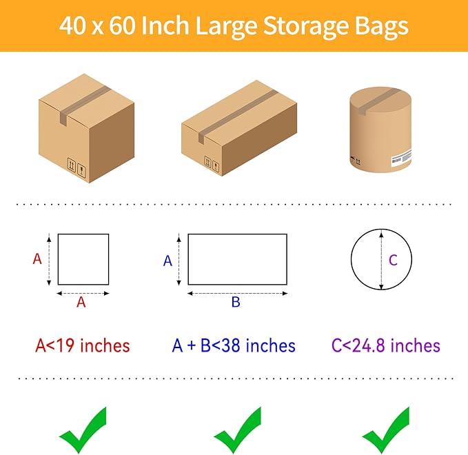 Ohuimrt 40 x 60 Inch Extra Large Clear Plastic Bags, 4 Pack Reusable Jumbo Waterproof Storage Bags with 4 Ties for Luggage, Suitcase, Furniture, Chair, Moving