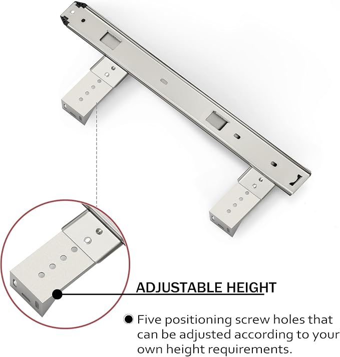 FRMSAET Heavy Duty 12/14/16/18 inches Thickness Steel Construction Ball Bearing Keyboard Slides Keyboard Drawer Slides Tray Accessories Cabinet Furniture Hardware Rails (14 inches, Silver)