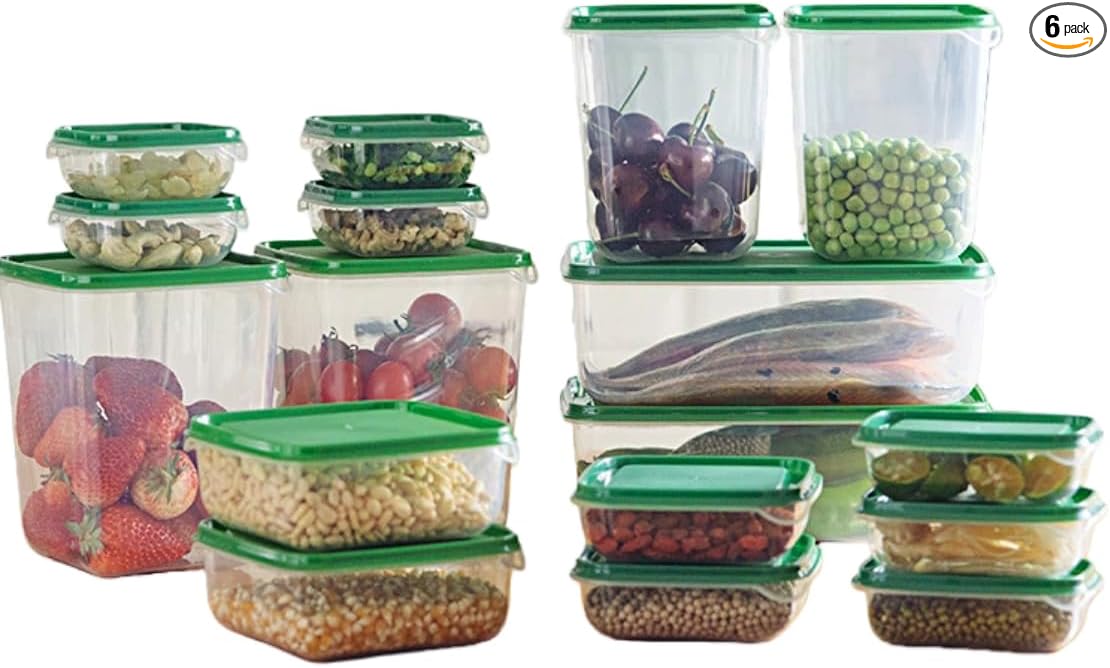 17 piece set of food grade storage and preservation box with transparent lid, kitchen refrigerator