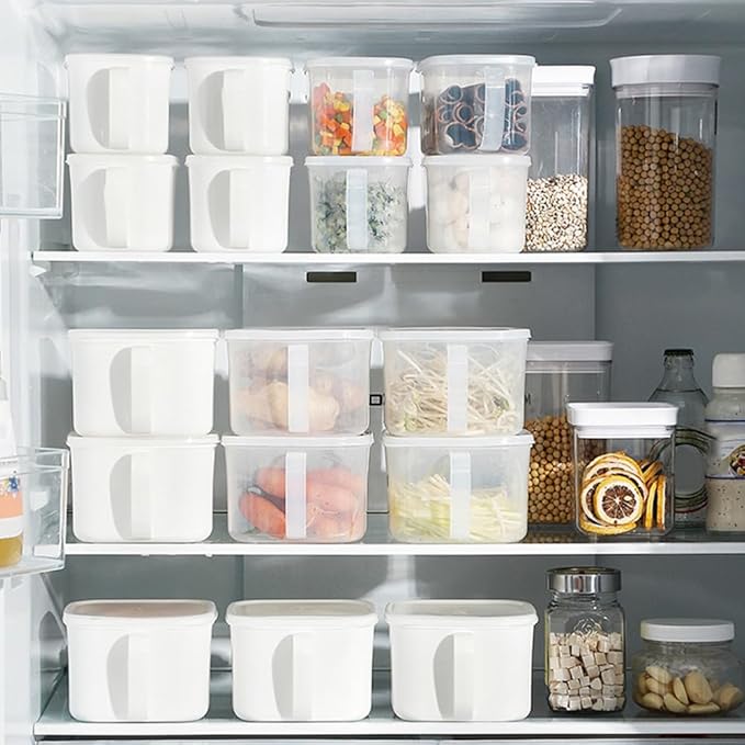 Cabilock 2-Pack Food Storage Containers with Handles Clear Plastic Fresh Box 5X5X5 Inches for Kitchen Organization Flour and Sugar Storage