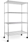 Simple Deluxe Heavy Duty 4-Tier Shelving with Wheels, 35.43" W x 17.72" D x 61.02" H Adjustable Steel Organizer Wire Rack, 1400 Lbs Loading Capacity, Chrome