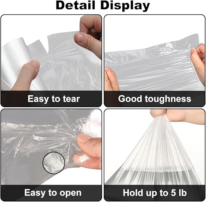 12" x 16" Plastic Produce Bags Roll, Fresh-Keeping Disposable Food Storage, Clear Plastic Bags for Food, Bread, Refrigerator Storage, Kitchen, Supermarket, 1400 (4 rolls x350)