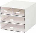 MILULUGO Makeup Organizer with 4 Drawers, Desk Organizer, Cosmetics Storage Box for nail polish, Lipstick, Brushes, Jewelry, Skincare, Bathroom Organization Boxes - White