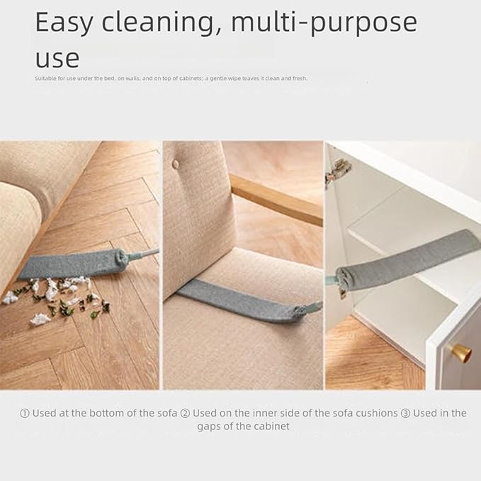 2025 New Retractable Gap Dust Cleaning Artifact with 3-Layer Hook 3 Microfiber Dusting Cloths Long Handle for Cleaning Under Refrigerator