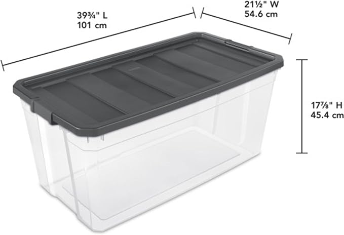 Sterilite 3-Pack Modular Stacker Box, Durable Clear Plastic Storage Bins with Latching Lids, 200 Quart - Stackable Organizing Container Boxes for Closet, Bathroom, and Office