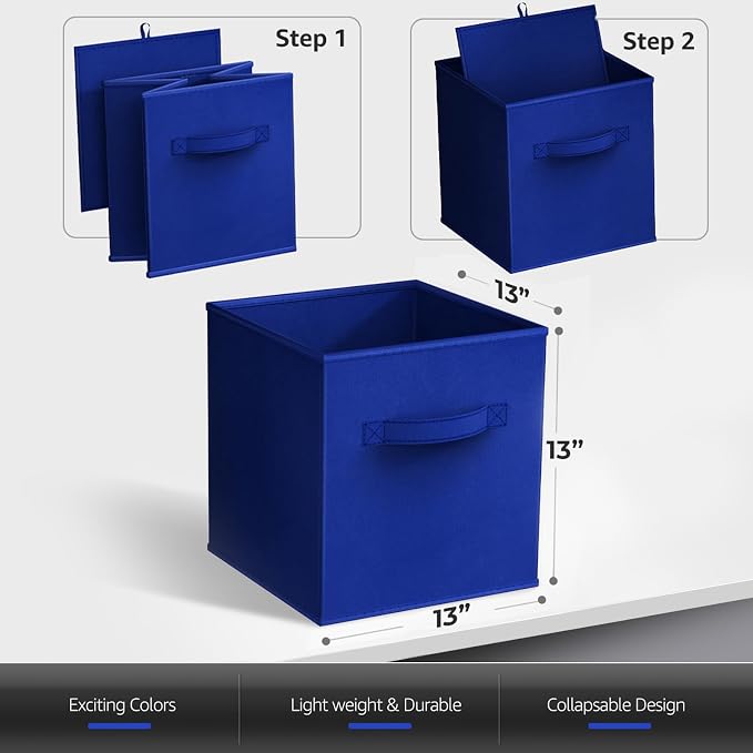 Sorbus 13 Inch Collapsible Fabric Storage Cubes - Sturdy Foldable Baskets with Handle - 8 Organizing Bins for Clothes, Toys, Books - Shelves, Closets