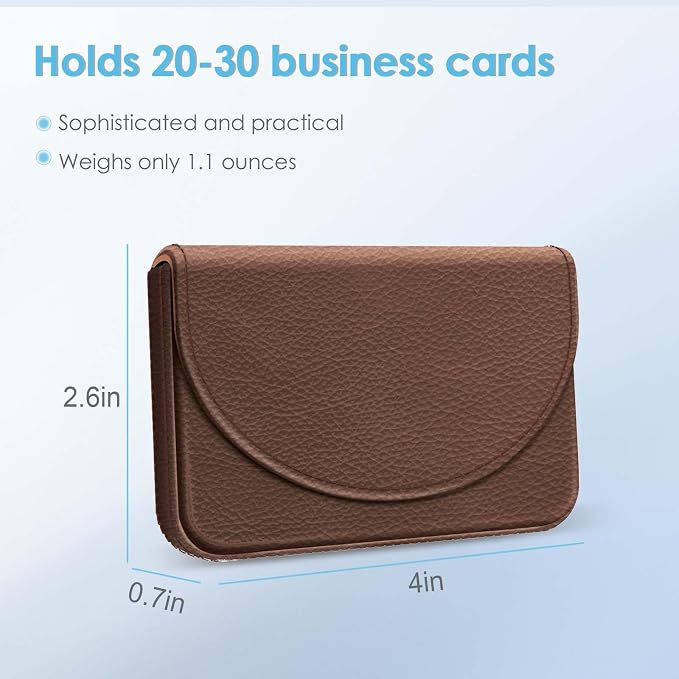 Business Card Holder，PU Leather Business Card Case Color Printing Pattern Card Holder Wallet，Pockets Magnetic Credit Card Holders for Men and Women，Brown