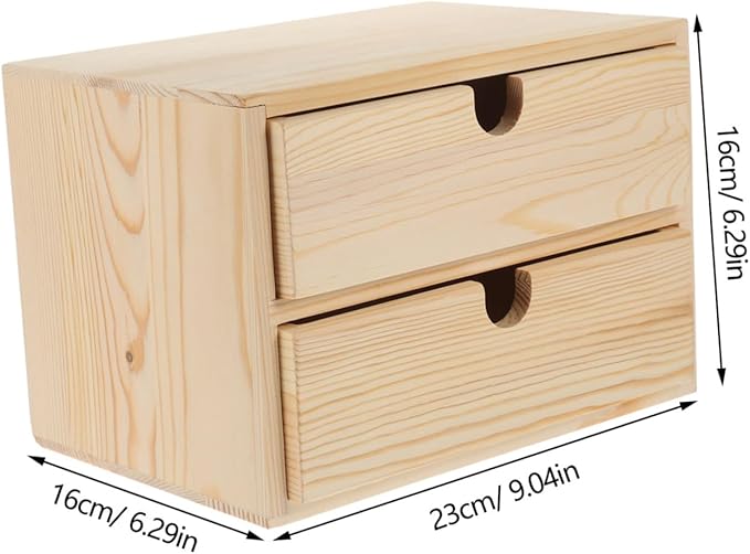 Cabilock Wooden Jewelry Organizer Versatile Storage Box with Two Layers Stylish Desktop for Home Office Classroom Natural Color for Aesthetic Decor