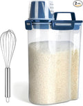 Uppetly Rice Airtight Dry Food Storage Containers, BPA Free Plastic Storage Bin Dispenser with Pourable Spout, Measuring cup for Cereal, Flour and Baking Supplies Blue