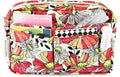E-WEICHEN Multiple Pockets Portfolio Organizer with Zippered, Makeup Bag Travel Essentials for Women, Simple Waterproof Stationery Pencil Pouch Bag for Journal Office Art Supplies.Red Ink Flower