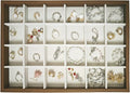 Large Jewelry Trays for Drawers Stackable Velvet Jewelry Display for Vendors Jewelry Drawer Organizer Inserts for Rings Necklace Bracelets Earrings and Studs Earrings (Beige, 24 Grid)