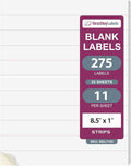 NextDayLabels 8.5x1 Inch Strip Stickers White Blank Labels for Laser Inkjet Printer - 11 Per Sheet Self-Adhesive Unique Size Label Made in USA - 275 Labels