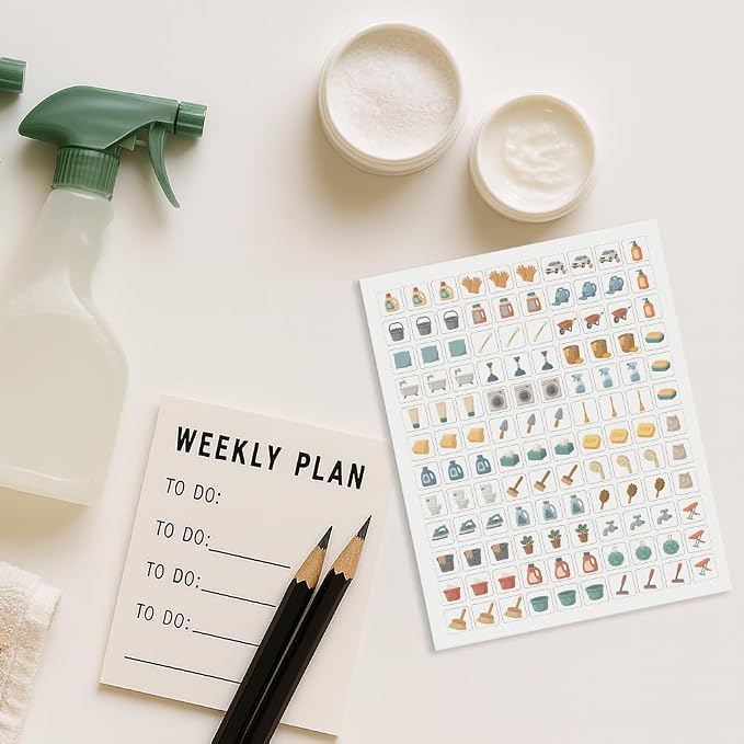 600 Pcs Planner Stickers, Household Chores Planner Sticker Everyday Essentials Planners Stickers for Home Use, Decorating, Planning, Scrapbooking, 0.6 x 0.6 Inch