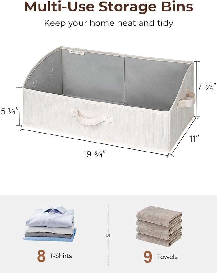 StorageWorks Closet Baskets for Shelves, Trapezoid Storage Bins, Closet Organizers and Storage, Clothes Organizing Bins, Large, Mixing of Beige, White & Ivory, 3-Pack