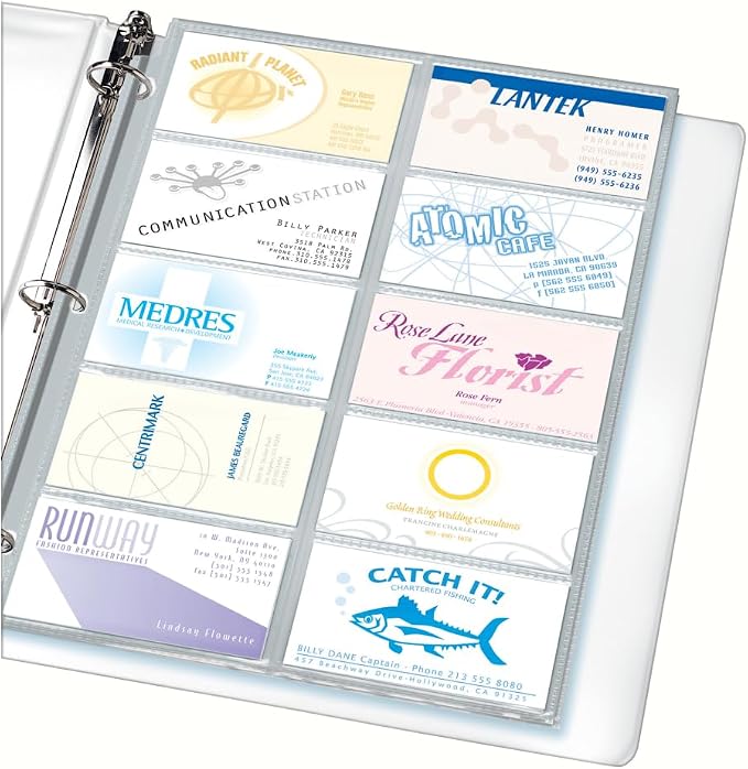 Avery Clear Business Card Organizer Pages for 3 Ring Binders, Pack of 10, Holds 200 Cards Total (76009)