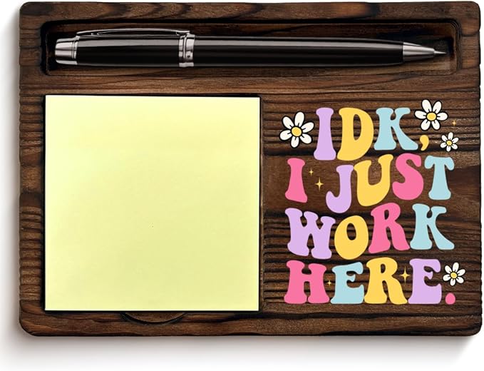 Funny Office Sticky Note Holder Gag Gifts I Just Work Here Post it Note Dispenser for Office Cubicle Desk Decor, Funny Gifts for Employee Coworkers Mentor Boss Manager