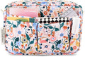 E-WEICHEN Multiple Pockets Portfolio Organizer with Zippered, Makeup Bag Travel Essentials for Women, Simple Waterproof Stationery Pencil Pouch Bag for Journal Office Art Supplies.Pink Flower