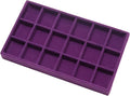 Velvet Jewelry Trays for Drawers, Purple Stackable Jewelry Drawer Organizer Inserts, Ring Earring Necklace Bracelet Holder Organizer Storage Display Tray with Removable Dividers, 18 Grids