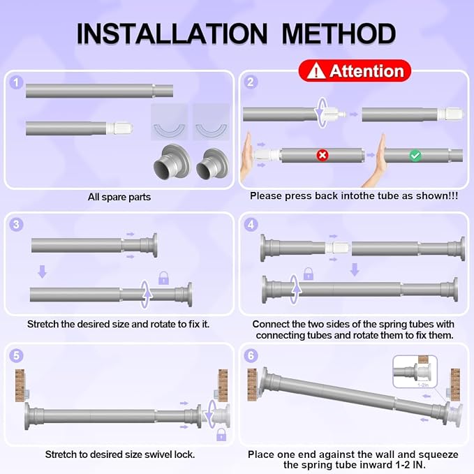 18–32 Inch Small Shower Rod – Adjustable Spring Tension Curtain Rod, No Drilling, Rust-Resistant Gray Short Rod for Windows, Closets, or Bathrooms