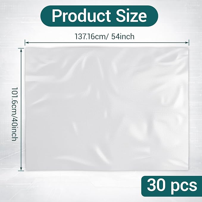 30 Sheets 40 x 54 Inch Clear Woven Polypropylene Packing Sheets, Laminated, Holds 100 lbs, Puncture and Tear Resistant, Alternative to Moving Boxes for Clothes, Shipping Irregular Shape Items