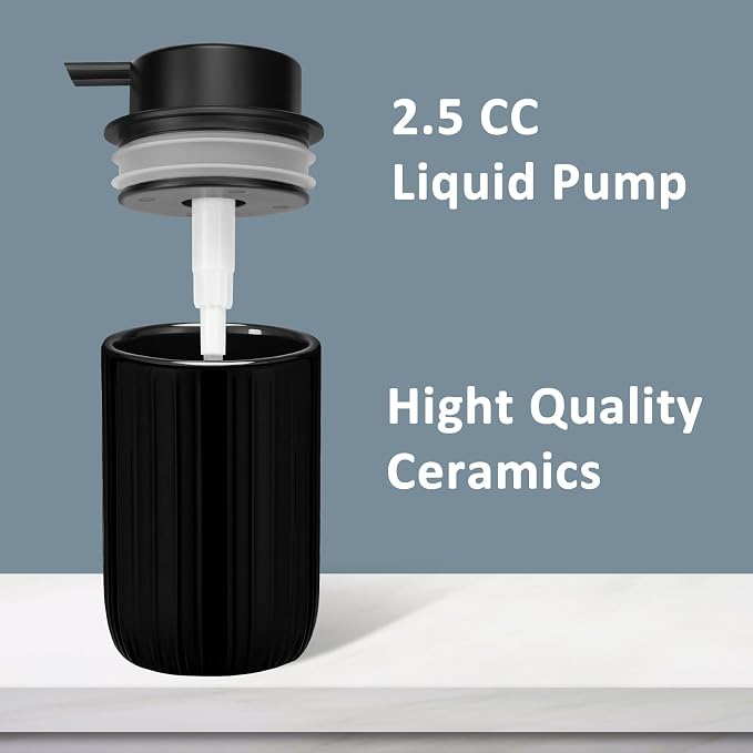 Soap Liquid Dispenser Ceramic with Easy-to-Press Pump Hand Liquid Dispenser for Shampoo Bathroom Countertop 13.5 oz