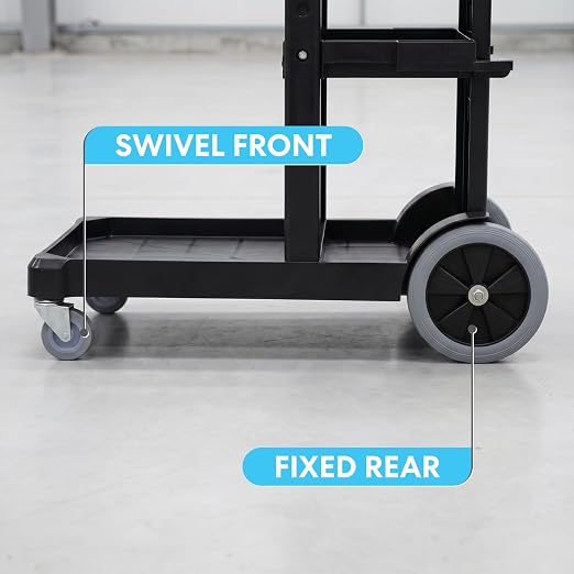 Simpli-Magic Janitorial Cart, 330 lbs Capacity – 3-Shelf Commercial Housekeeping Cleaning Cart on Wheels, 25 Gallon Bag with Lid – Stable, Smooth Movement