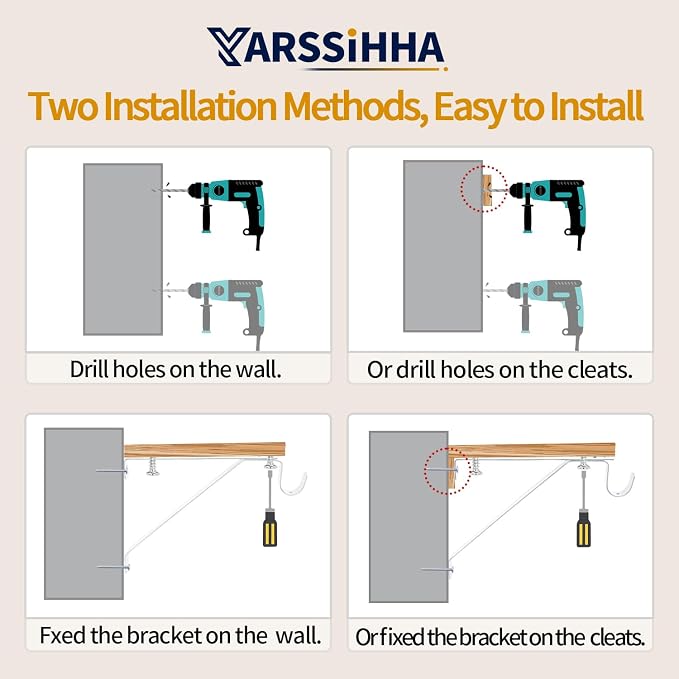 Yarssihha 6 Pack Adjustable Closet Rod Bracket, Wall Mounted Closet Shelf Bracket, White Closet Rod Support Bracket with Screws
