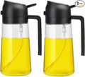 Aovdy Oil Sprayer for Cooking 16oz,2 in 1 Olive Oil Dispenser and Oil Sprayer - 470ml Olive Bottle Spray and Pour - Glass Oil Dispenser for Kitchen Cooking Salad BBQ (2PCS-Black)