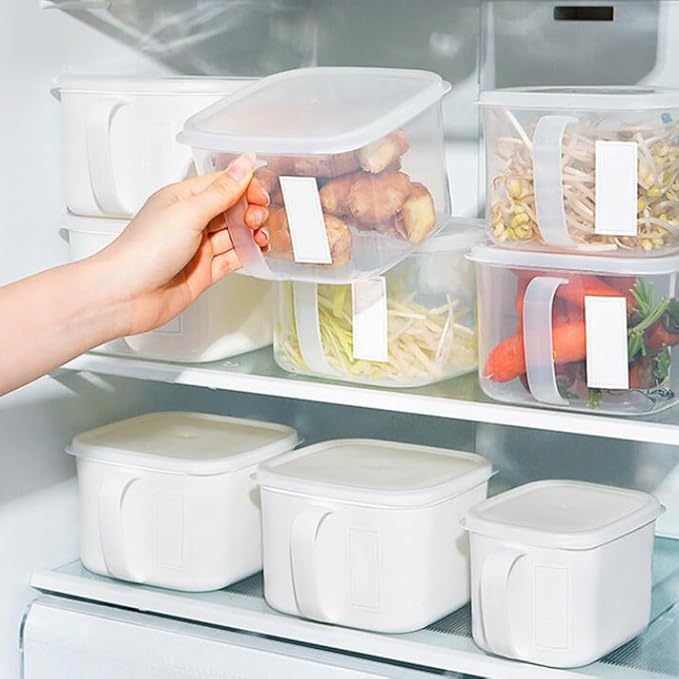 Cabilock 2-Pack Food Storage Containers with Handles Clear Plastic Fresh Box 5X5X5 Inches for Kitchen Organization Flour and Sugar Storage