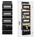 1 Pack Over The Door Organizer Storage, Hanging Organizer Closet with 5 Large Pockets 6 Mesh Pockets, 50 lbs Weight Capacity, Behind Door Storage for Closet Nursery Bedroom Bathroom (Black)