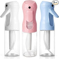 3Pcs Continuous Spray Bottles For Hair,Ultra Fine Mister for Hair Styling, Plants, Cleaning, Salon, Misting & Skin Care (200ml Blue+Pink+Clear)