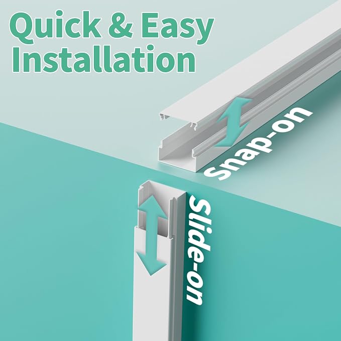 Delamu Cord Hider, 100in Self-Adhesive Cord Cover Kit for Wall Mounted TV, Paintable Wire Hider, Flexible Cable Management System, Cable Raceway Conceals 1-2 Wires, W0.59 H0.40in, White